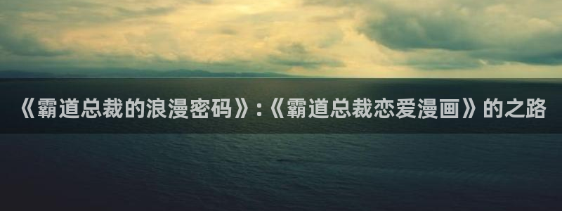 禁漫天堂入：《霸道总裁的浪漫密码》:《霸道总裁恋爱漫画》的之路